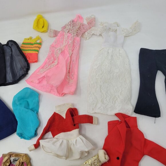 Vintage Lot Of Barbie Doll Mixed Clothes Coat Dress Sweater Swimsuit Jumpsuit - Picture 3 of 12